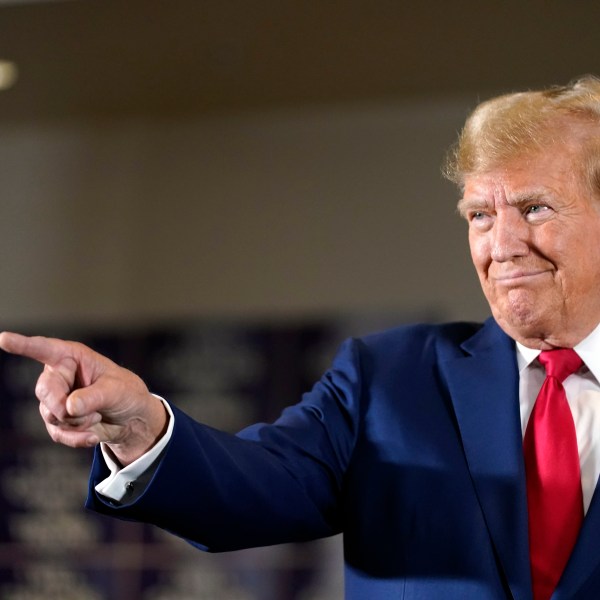 Former President Donald Trump speaks at a campaign rally at Terrace View Event Center in Sioux Center, Iowa, Friday, Jan. 5, 2024. (AP Photo/Andrew Harnik)