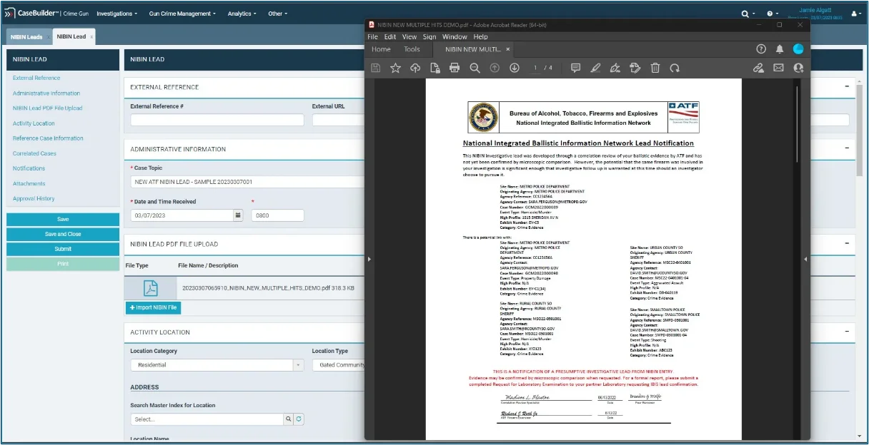 CaseBuilder-Crime-Gun-NIBIN-Lead-Import